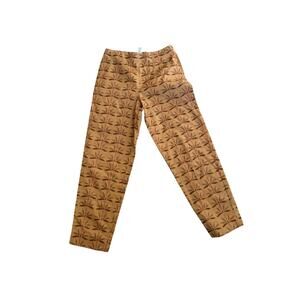 Vintage Talbots High Waisted Pants Lotus All Over Print Tan Brown Size 10